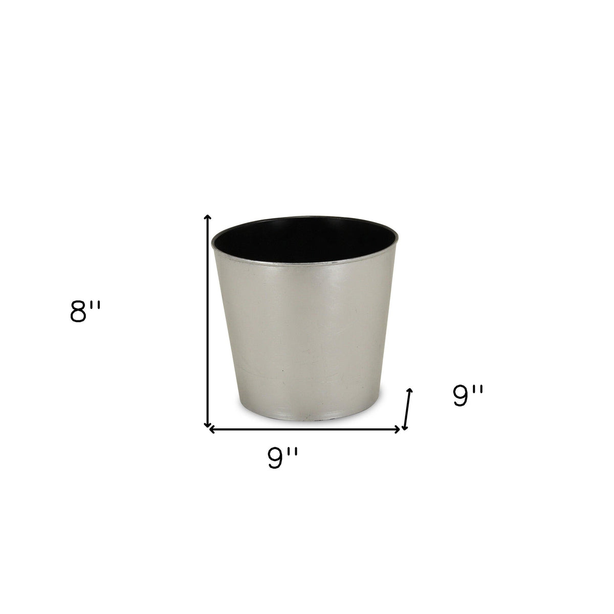 9" Silver Recycled Plastic Indoor Outdoor Round Pot Planter W2B