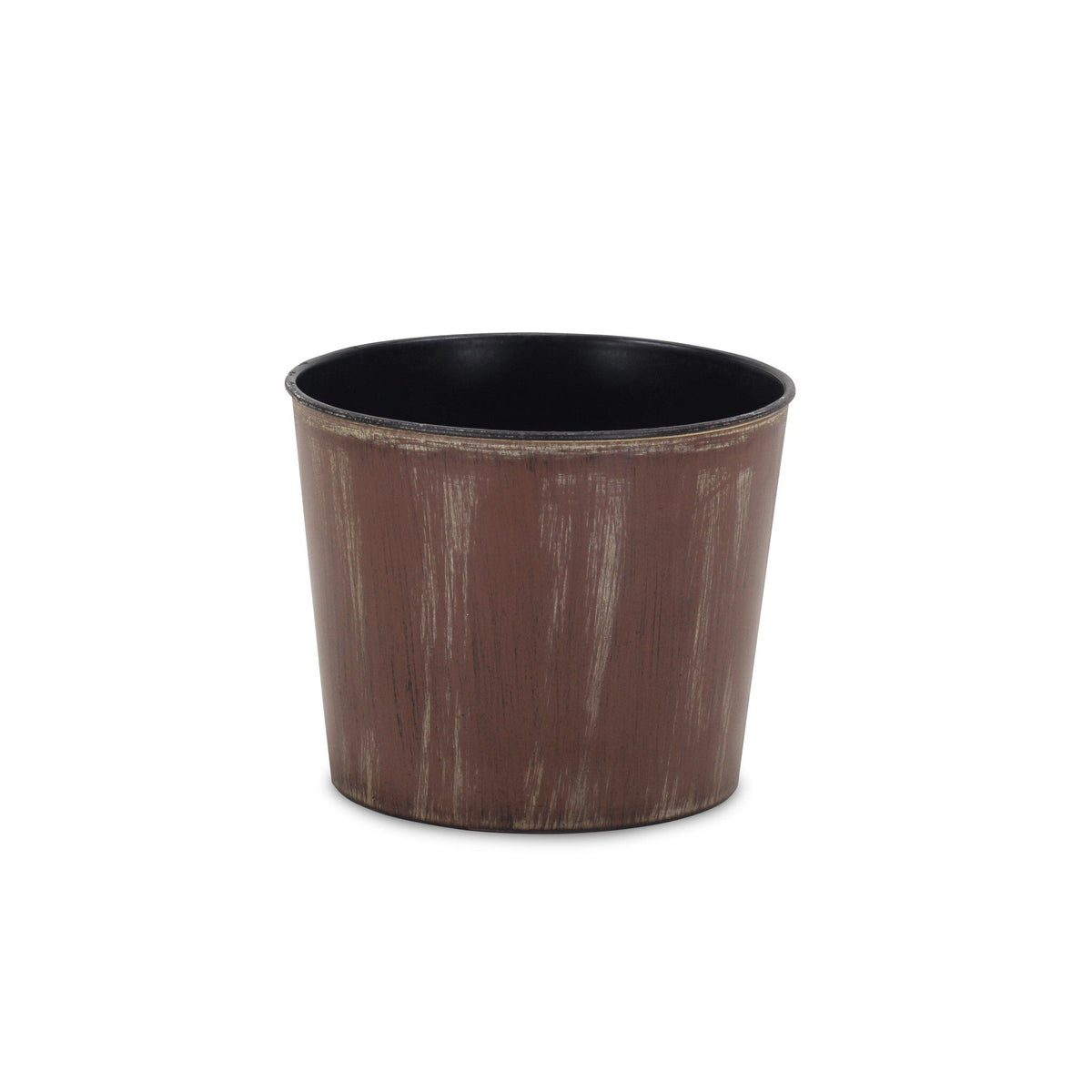 7" Brown and Ivory Textural Tone On Tone Recycled Plastic Indoor Outdoor Round Pot Planter W2B