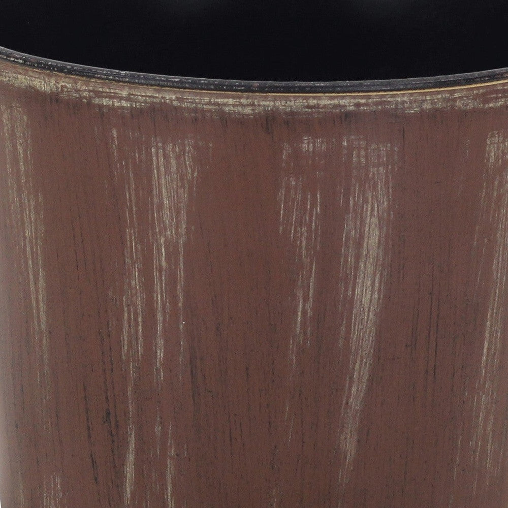 7" Brown and Ivory Textural Tone On Tone Recycled Plastic Indoor Outdoor Round Pot Planter W2B