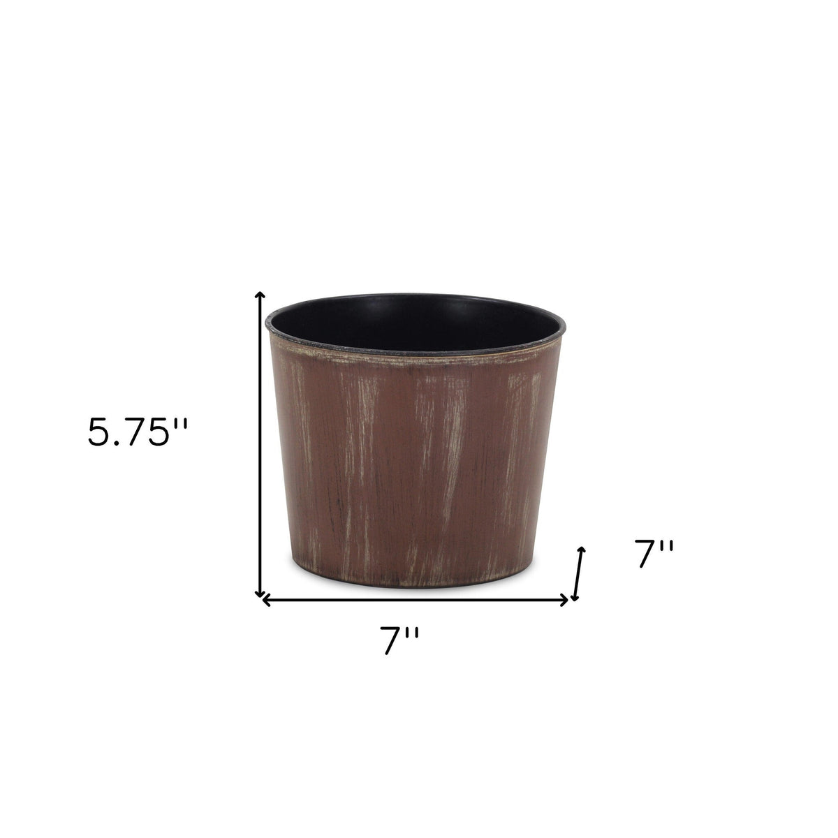 7" Brown and Ivory Textural Tone On Tone Recycled Plastic Indoor Outdoor Round Pot Planter W2B