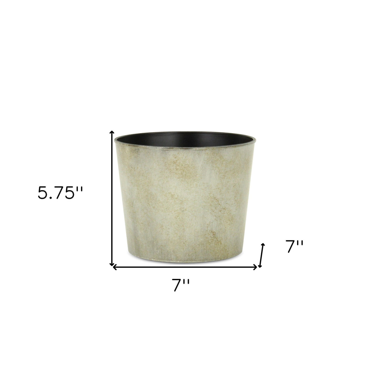 7" Gray Recycled Plastic Indoor Outdoor Round Pot Planter W2B