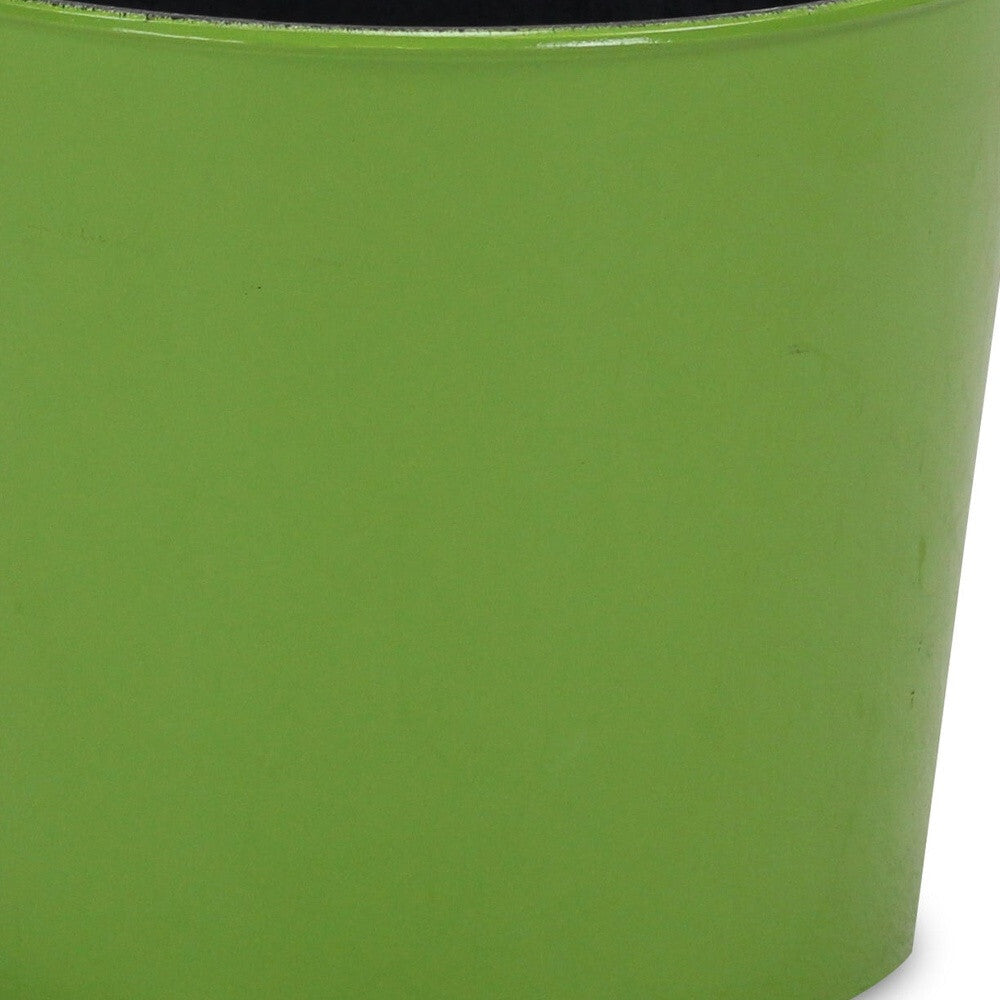 7" Lime Green Recycled Plastic Indoor Outdoor Round Pot Planter W2B