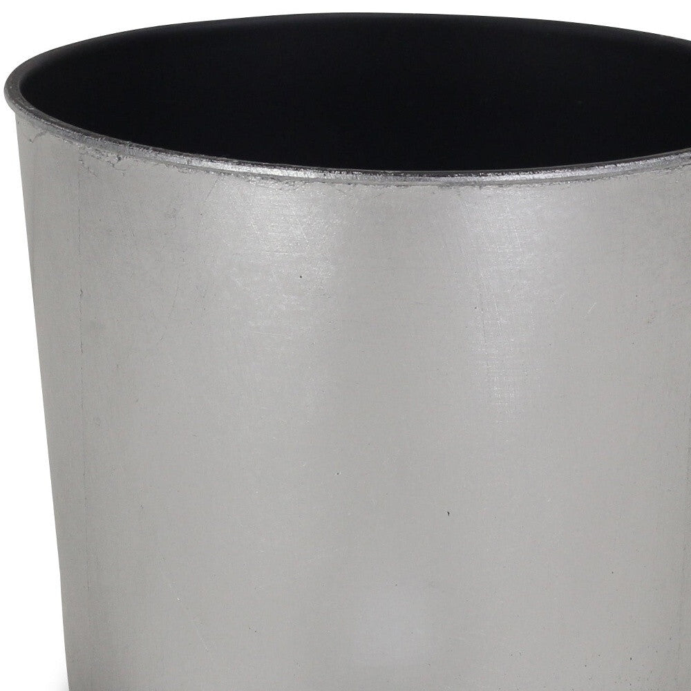 7" Silver Recycled Plastic Indoor Outdoor Round Pot Planter W2B