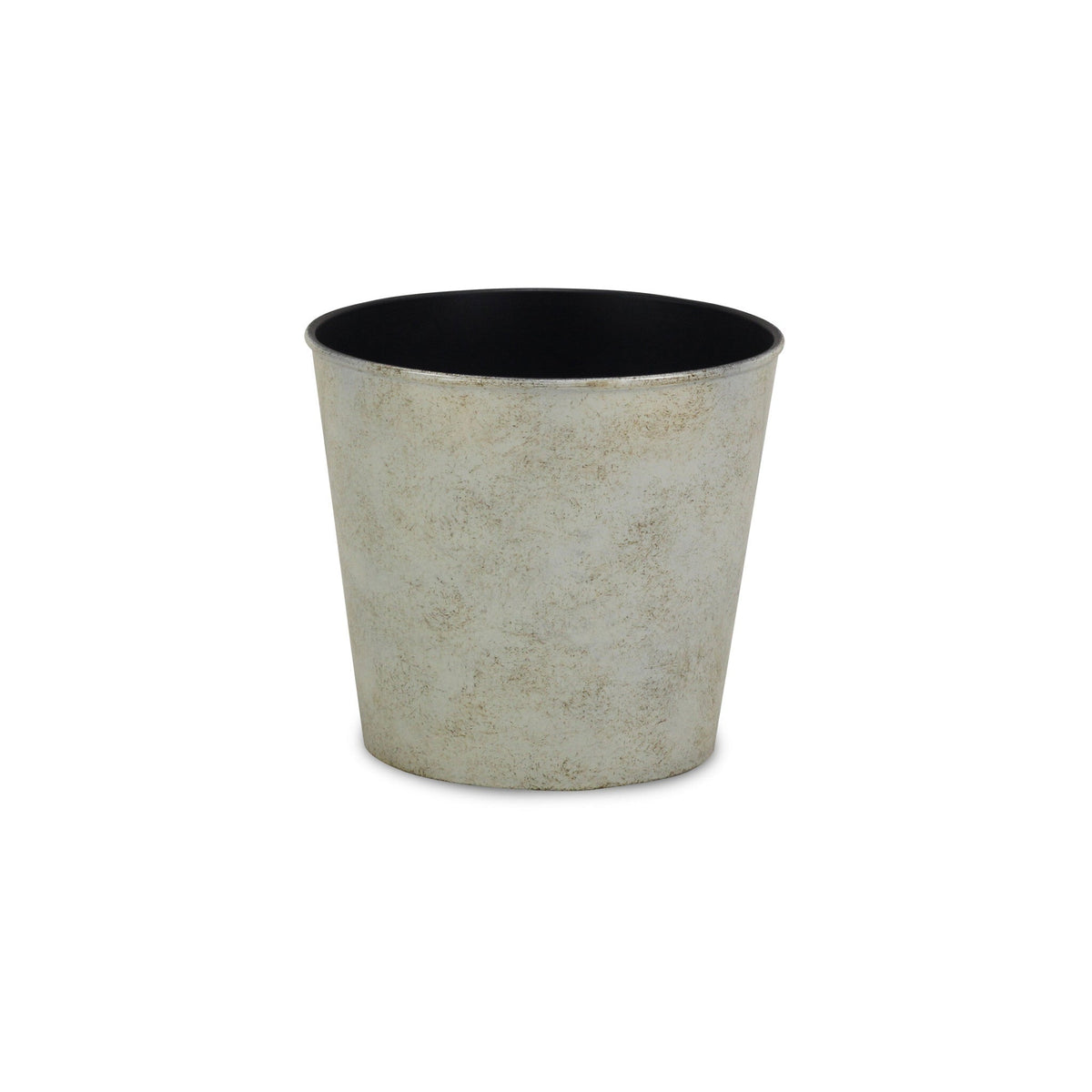 7" Silver Recycled Plastic Indoor Outdoor Round Pot Planter W2B