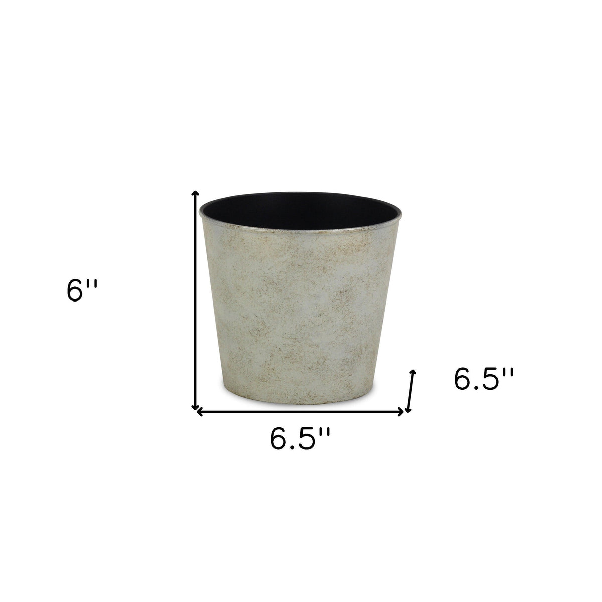 7" Silver Recycled Plastic Indoor Outdoor Round Pot Planter W2B