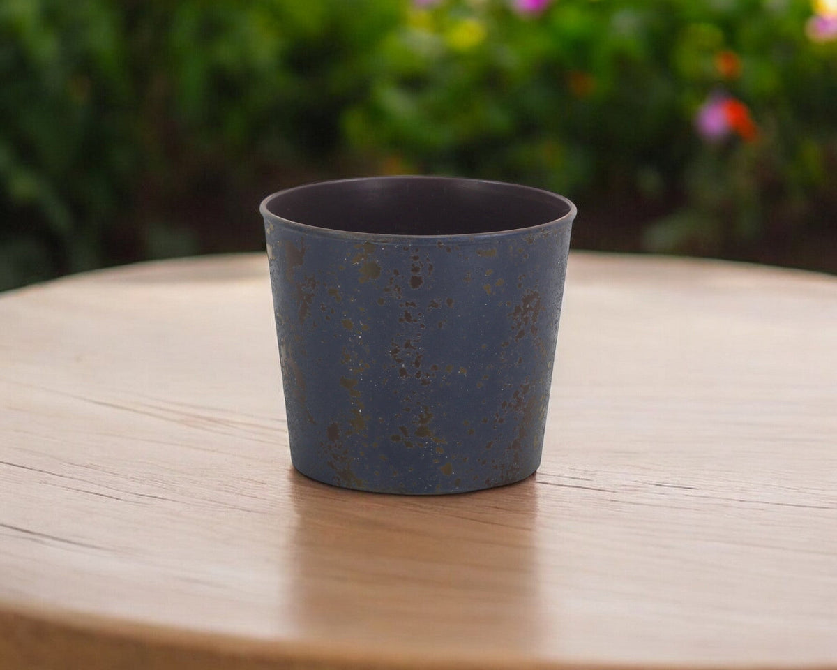 6" Blue Recycled Plastic Indoor Outdoor Round Pot Planter W2B