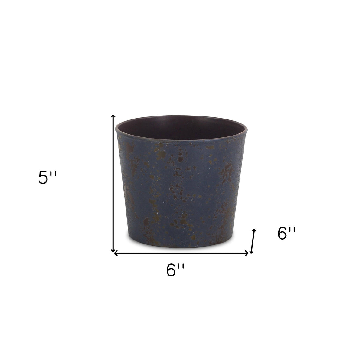 6" Blue Recycled Plastic Indoor Outdoor Round Pot Planter W2B
