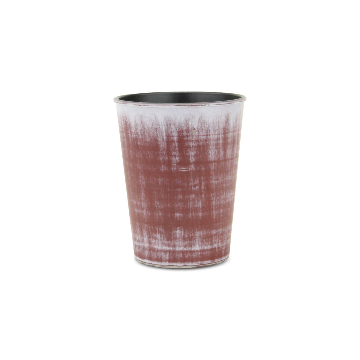 5" Brown and Ivory Textural Tone On Tone Recycled Plastic Indoor Outdoor Round Pot Planter W2B