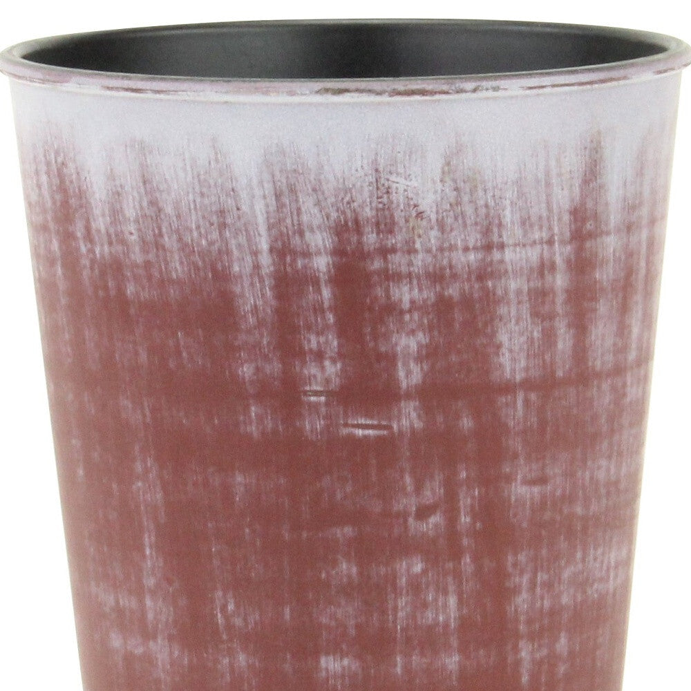 5" Brown and Ivory Textural Tone On Tone Recycled Plastic Indoor Outdoor Round Pot Planter W2B