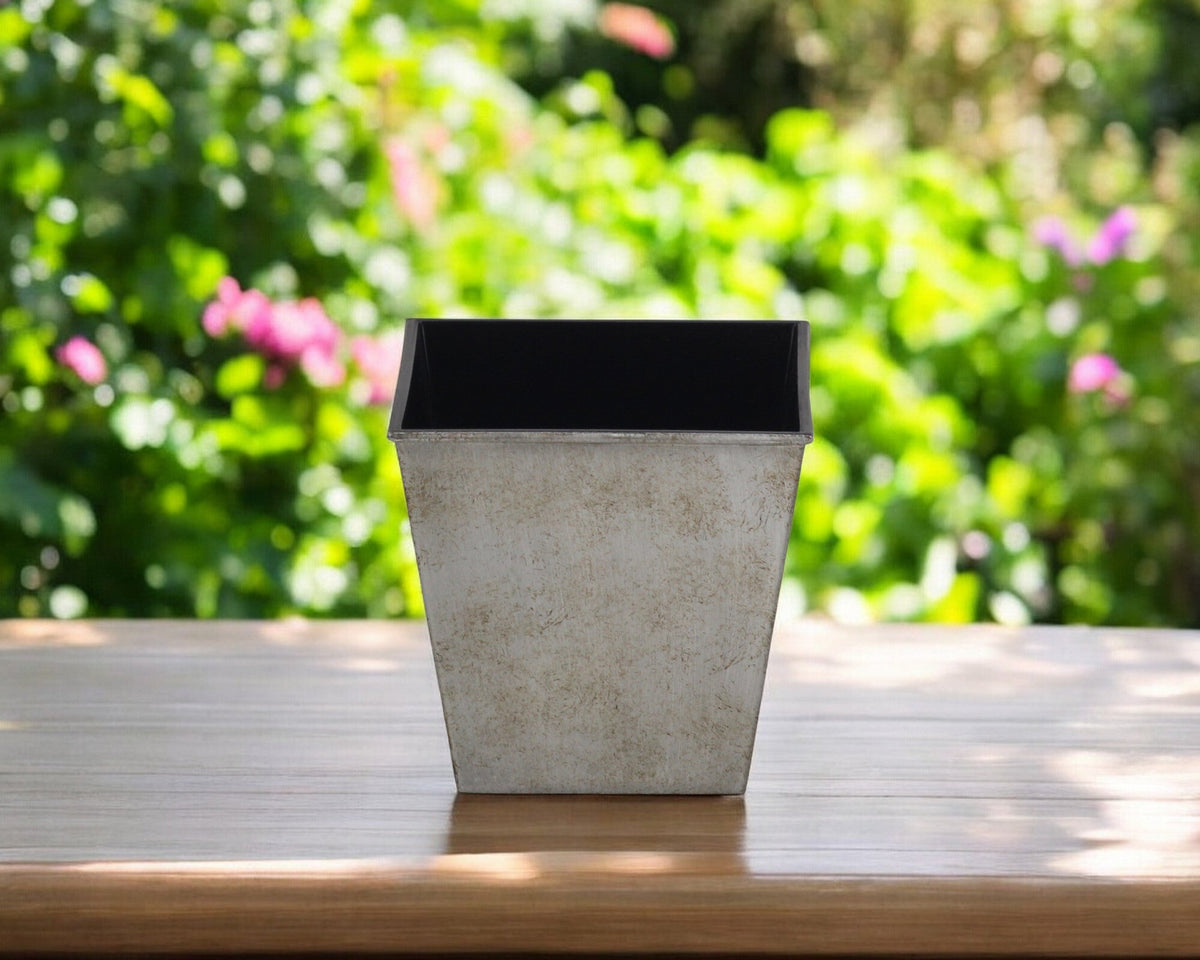 5" Gray Recycled Plastic Indoor Outdoor Square Pot Planter W2B