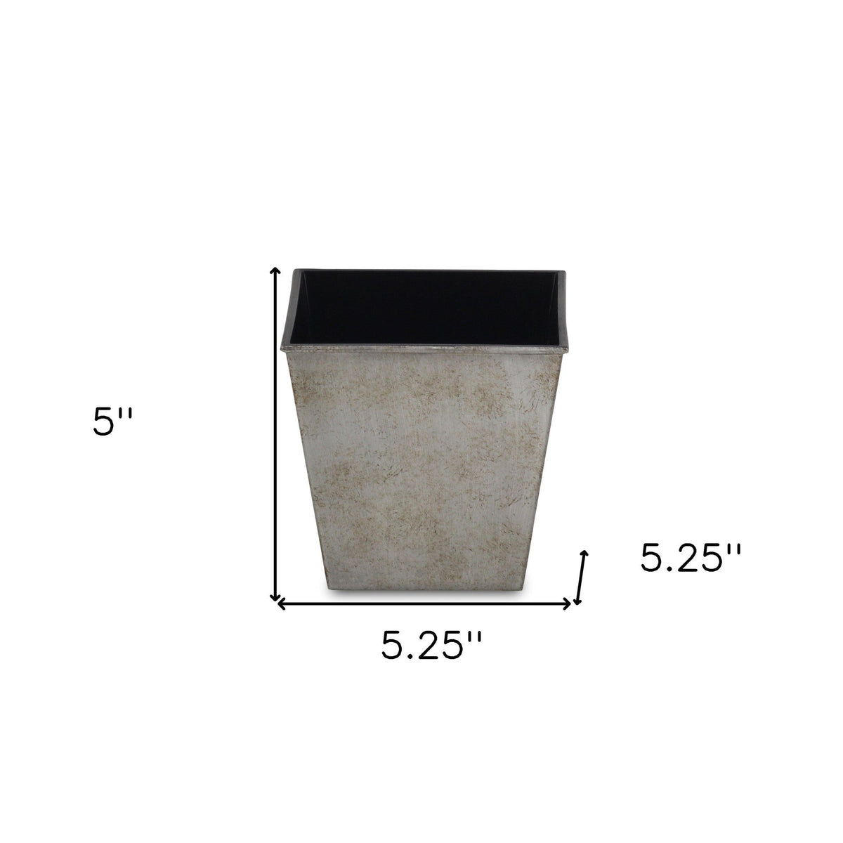5" Gray Recycled Plastic Indoor Outdoor Square Pot Planter W2B