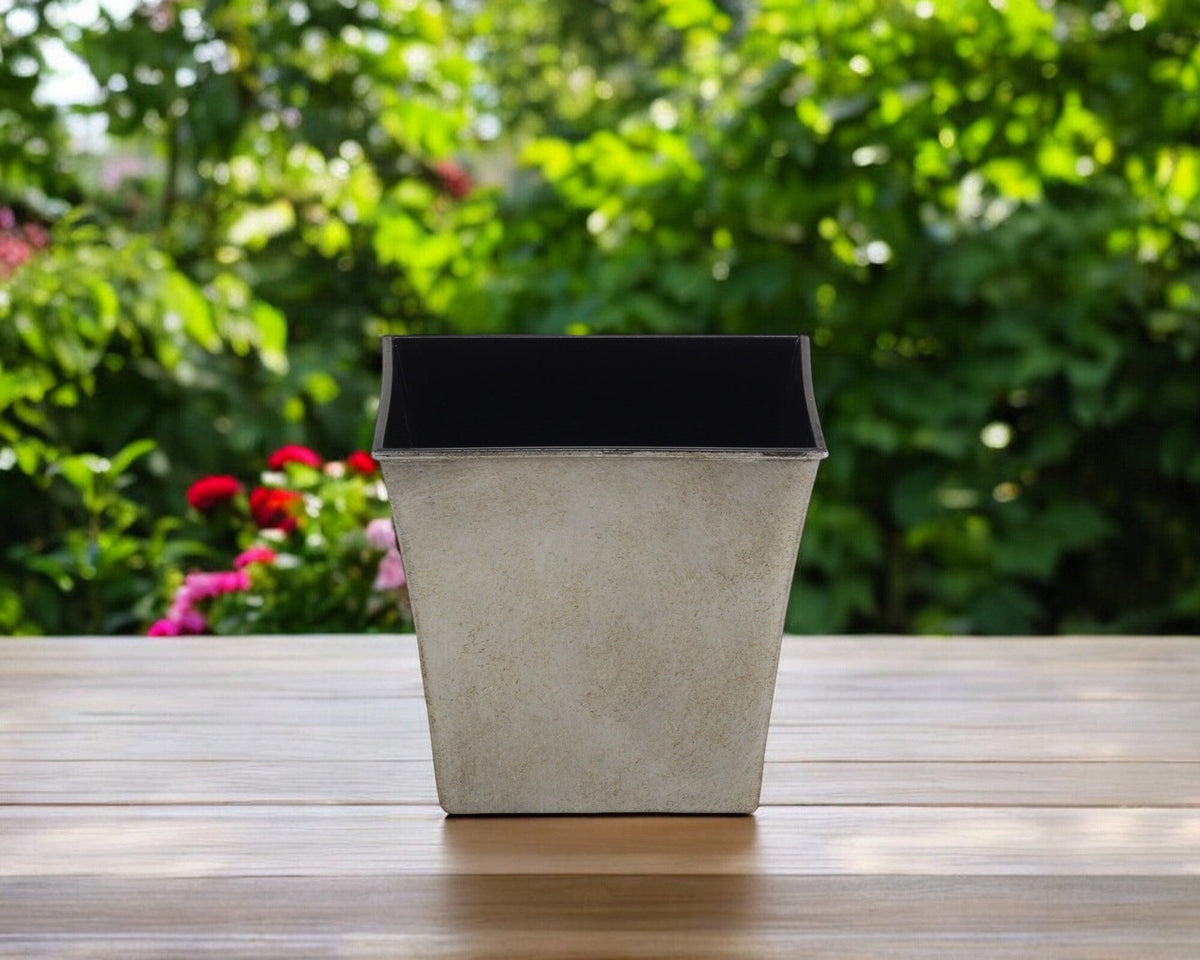 7" Gray Recycled Plastic Indoor Outdoor Square Pot Planter W2B
