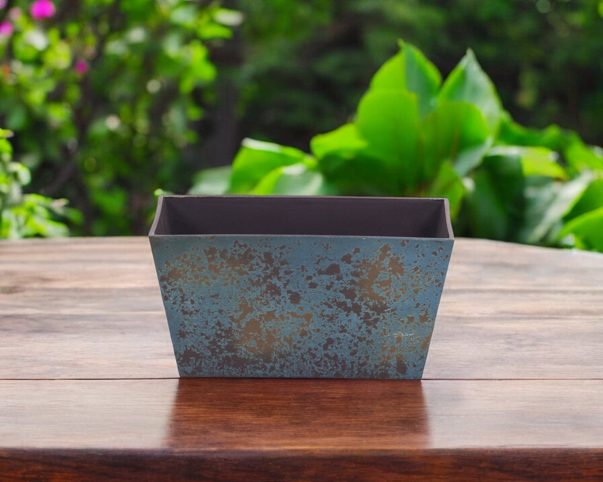 8" Blue Recycled Plastic Indoor Outdoor Rectangular Planter Box W2B