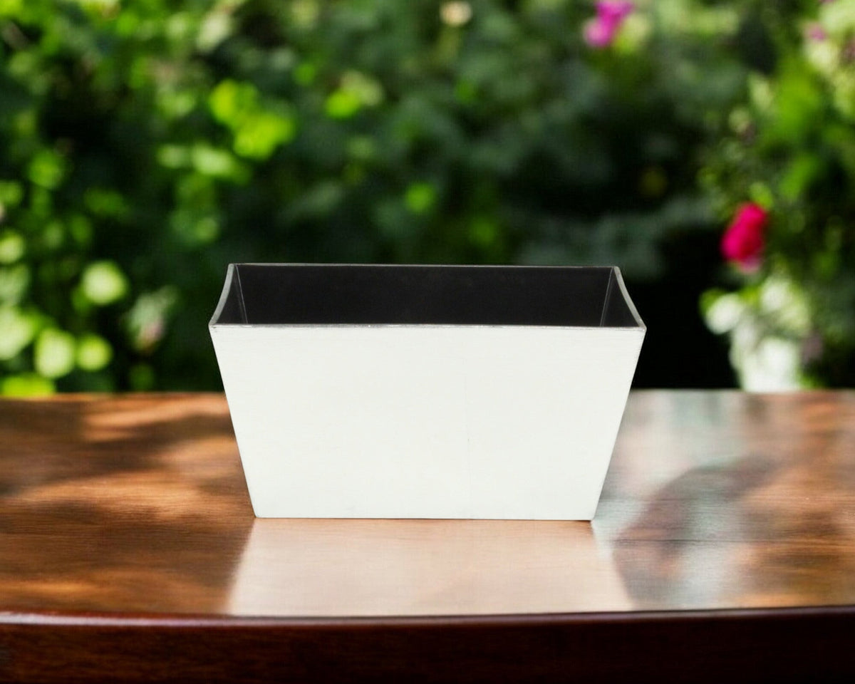 8" Silver Recycled Plastic Indoor Outdoor Rectangular Planter Box W2B