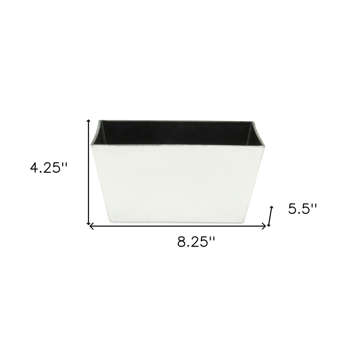 8" Silver Recycled Plastic Indoor Outdoor Rectangular Planter Box W2B