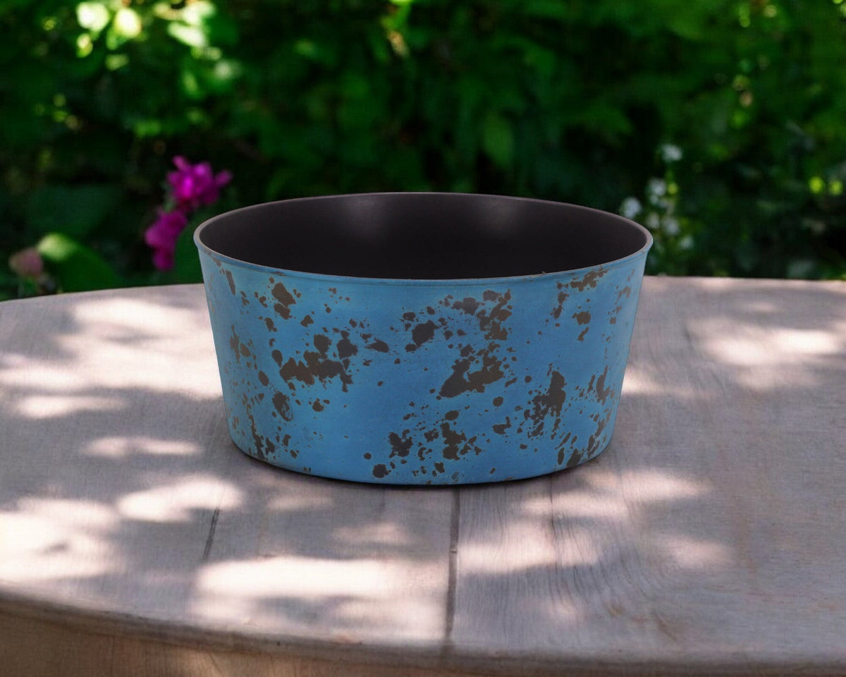 12" Blue Recycled Plastic Indoor Outdoor Round Pot Planter W2B