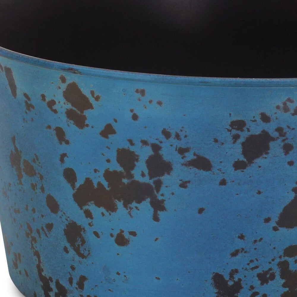 12" Blue Recycled Plastic Indoor Outdoor Round Pot Planter W2B