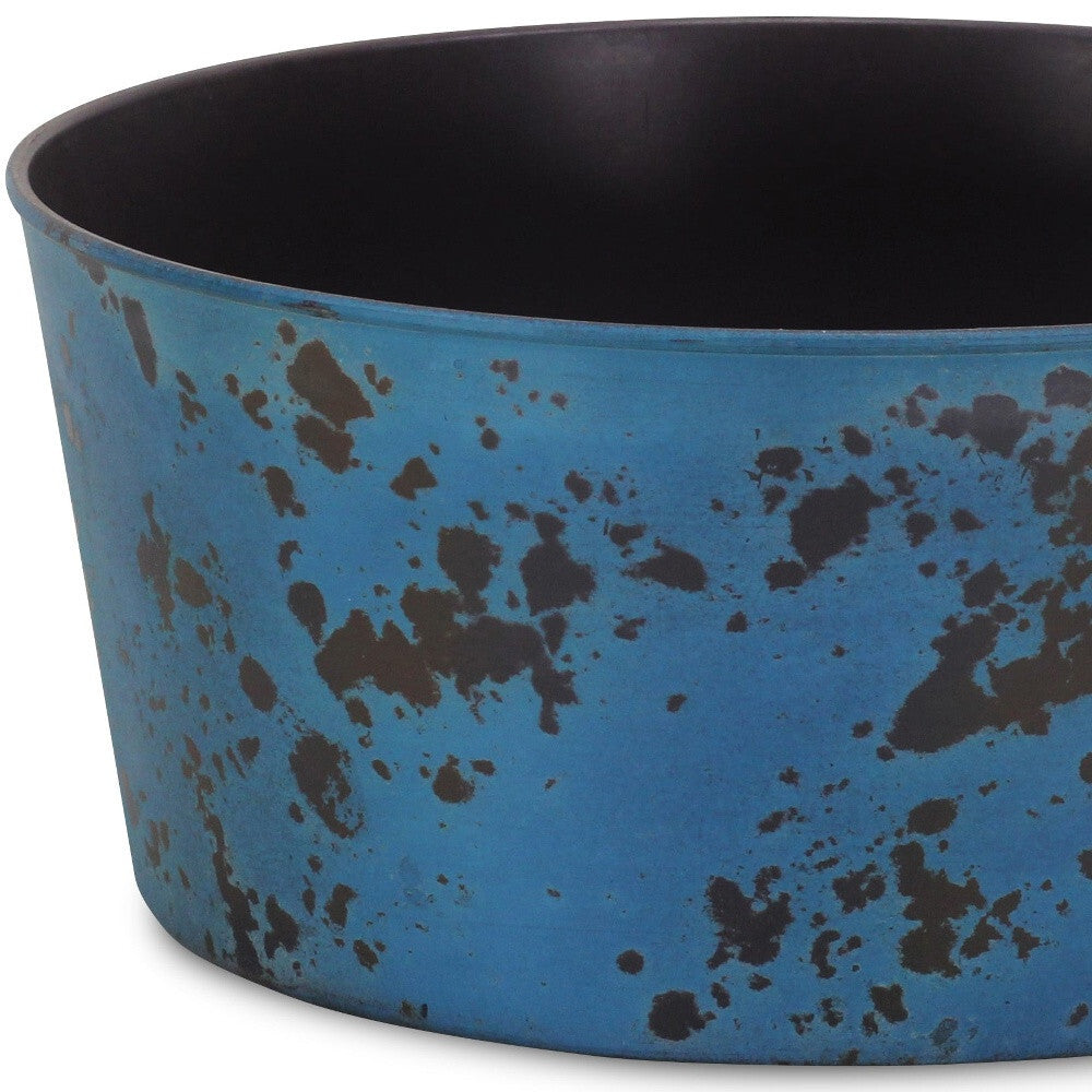 12" Blue Recycled Plastic Indoor Outdoor Round Pot Planter W2B