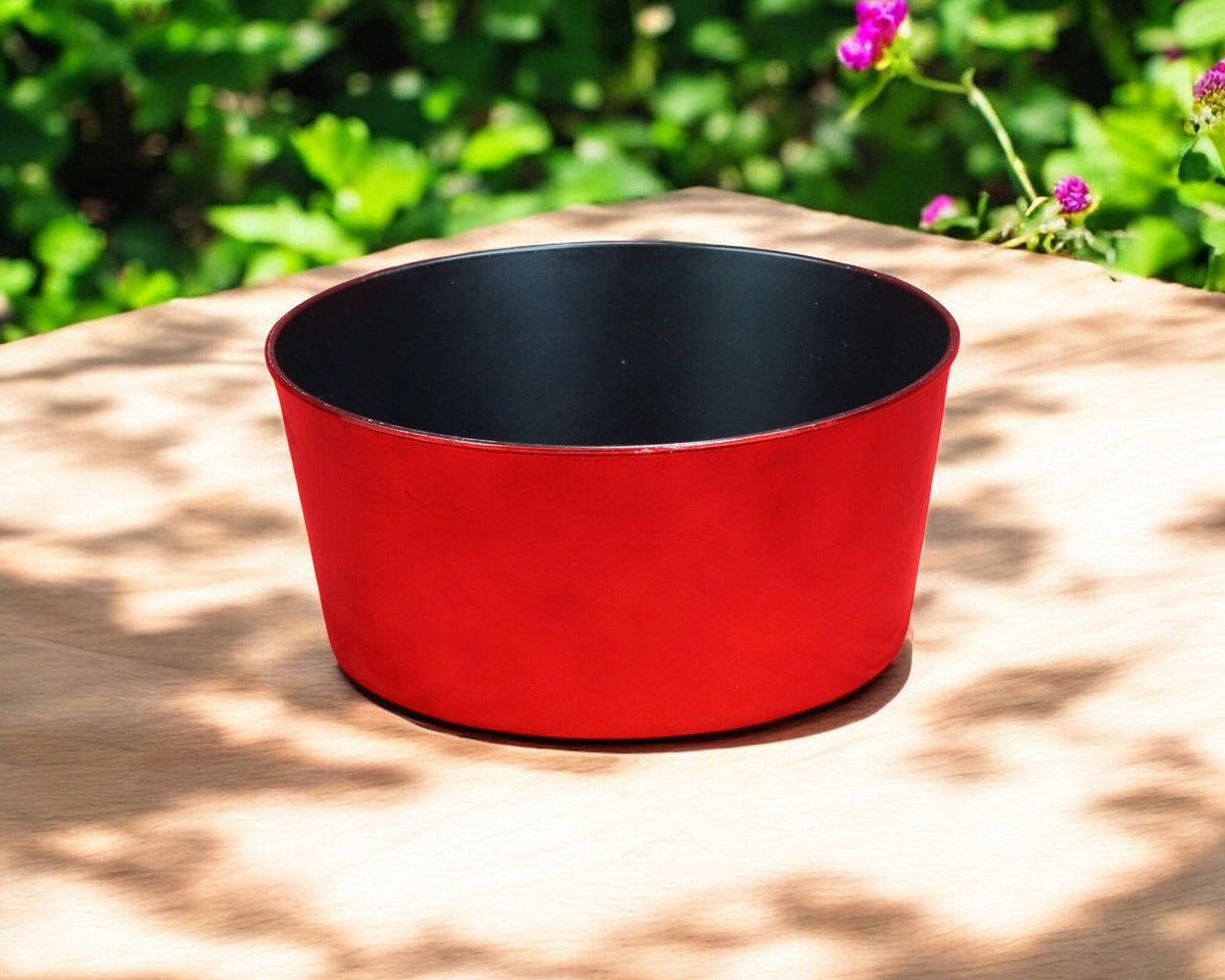 12" Red Recycled Plastic Indoor Outdoor Round Pot Planter W2B