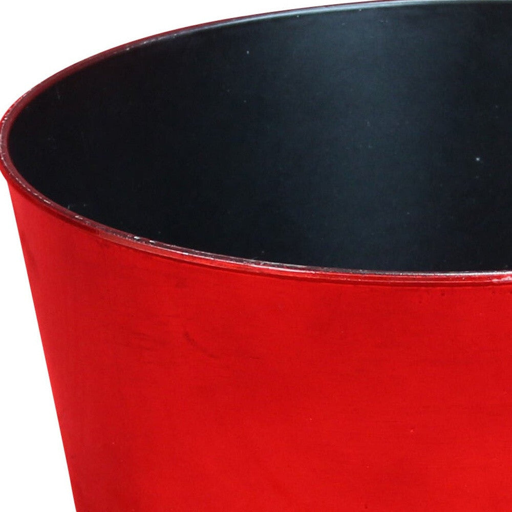 12" Red Recycled Plastic Indoor Outdoor Round Pot Planter W2B