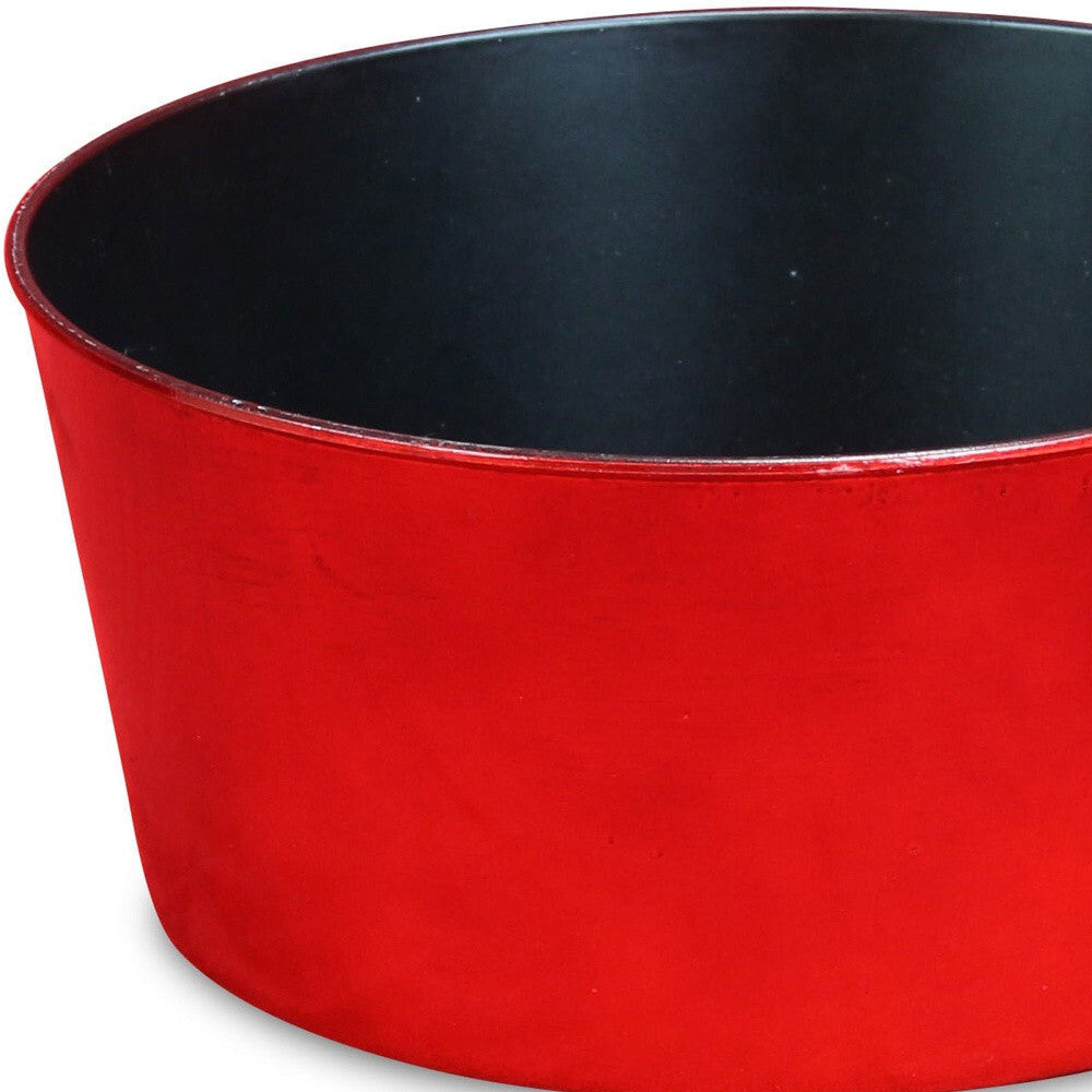 12" Red Recycled Plastic Indoor Outdoor Round Pot Planter W2B