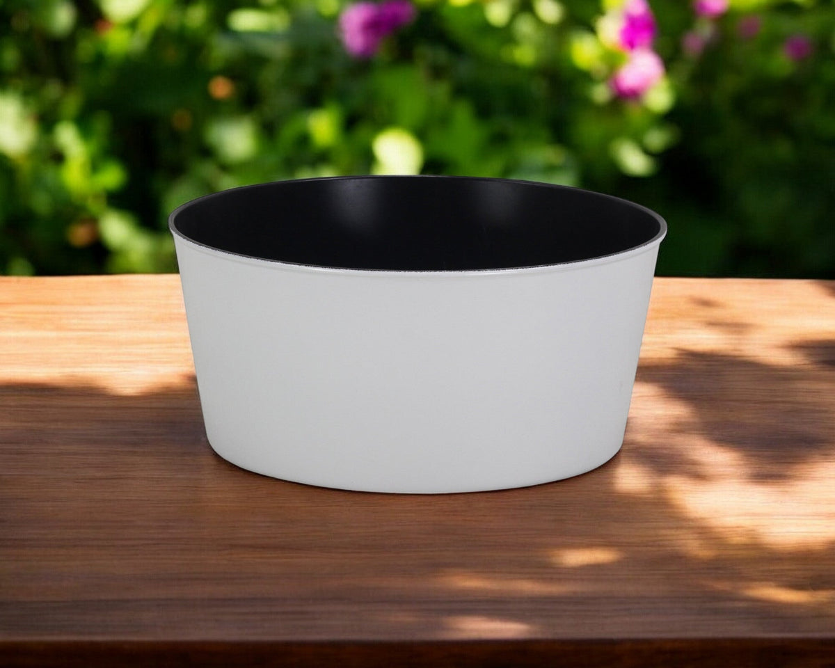12" White Recycled Plastic Indoor Outdoor Round Pot Planter W2B