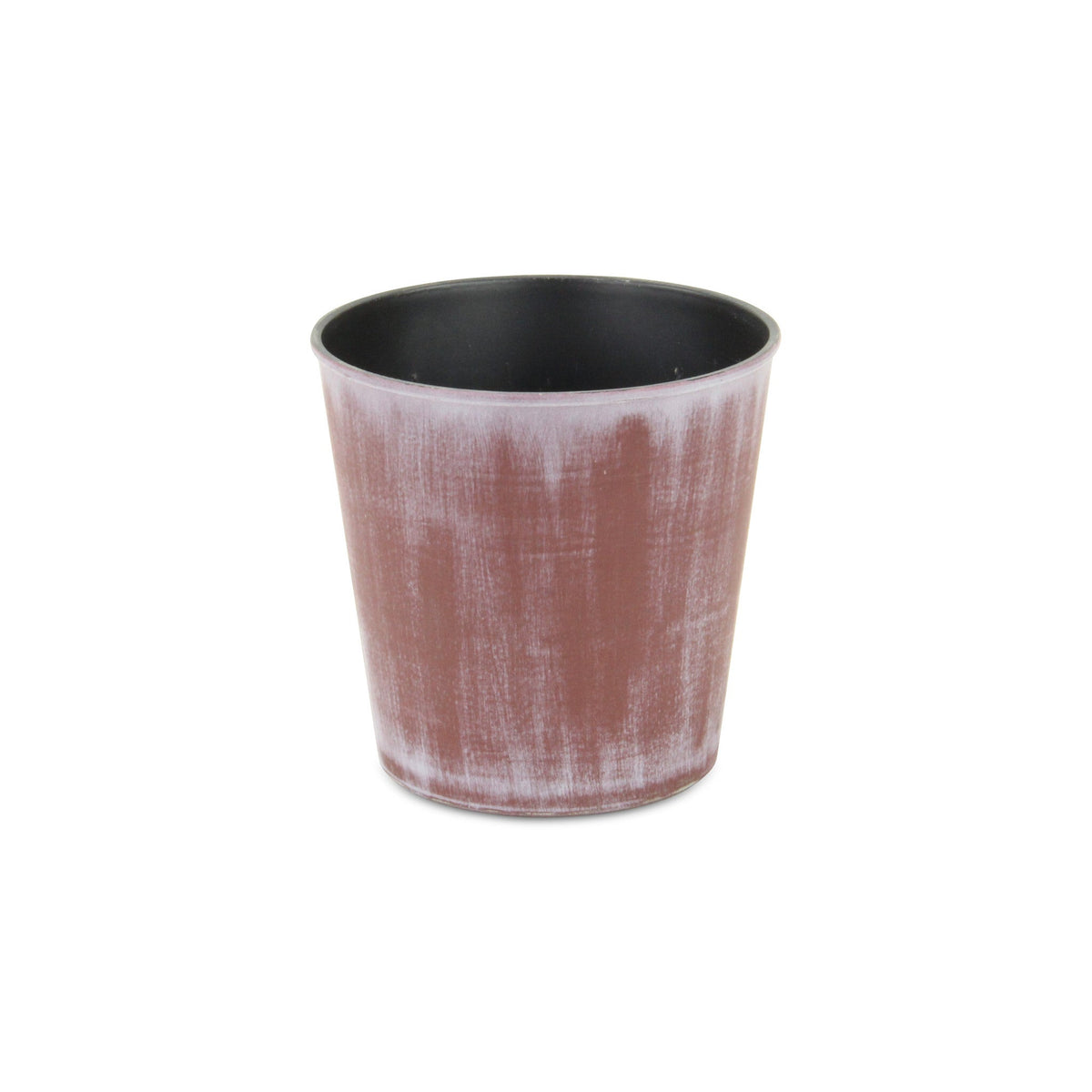5" Brown and Off White Textural Tone On Tone Recycled Plastic Indoor Outdoor Round Pot Planter W2B