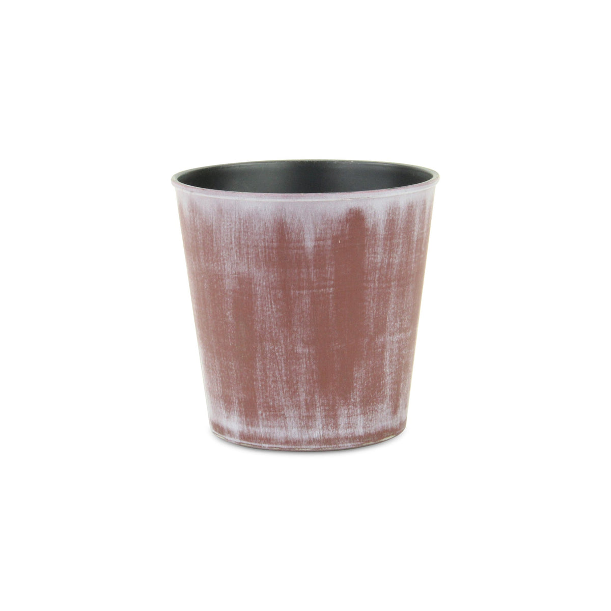 5" Brown and Off White Textural Tone On Tone Recycled Plastic Indoor Outdoor Round Pot Planter W2B