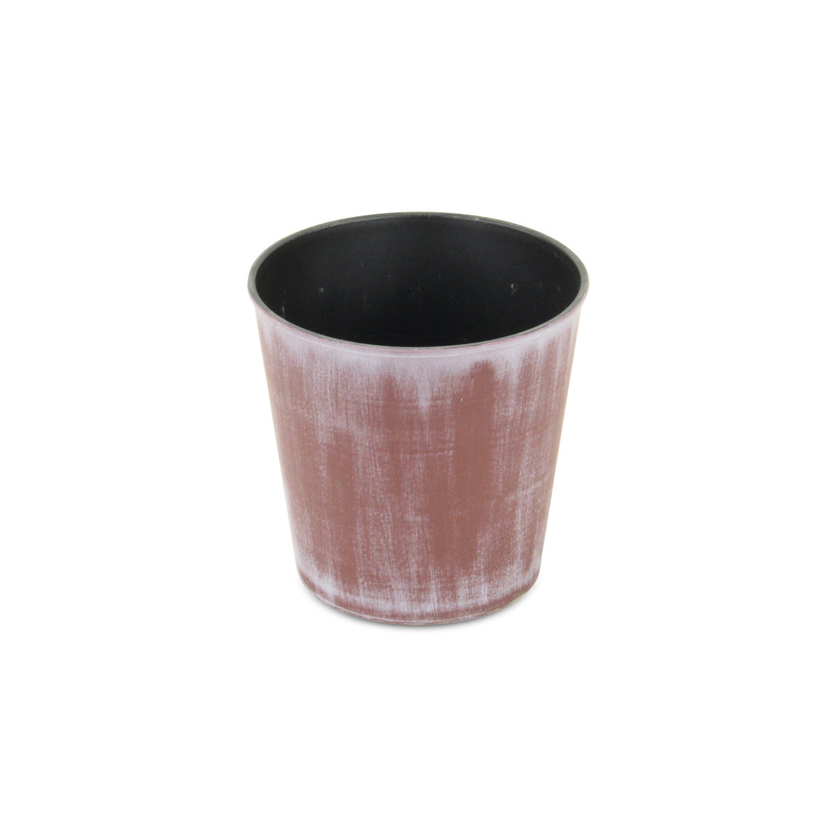 5" Brown and Off White Textural Tone On Tone Recycled Plastic Indoor Outdoor Round Pot Planter W2B