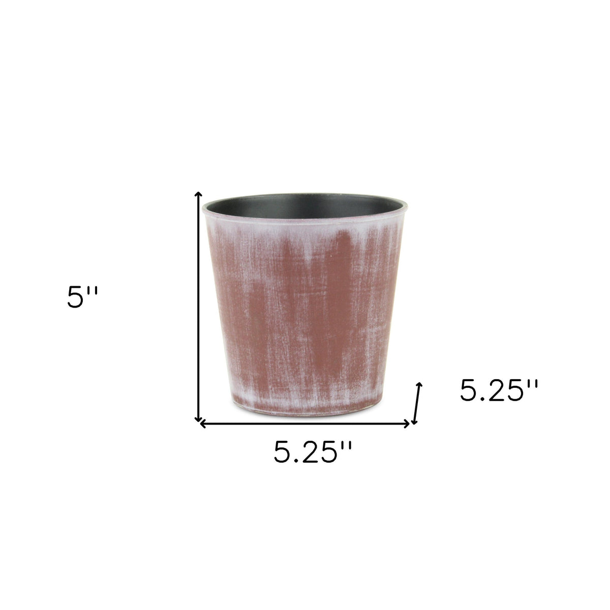 5" Brown and Off White Textural Tone On Tone Recycled Plastic Indoor Outdoor Round Pot Planter W2B