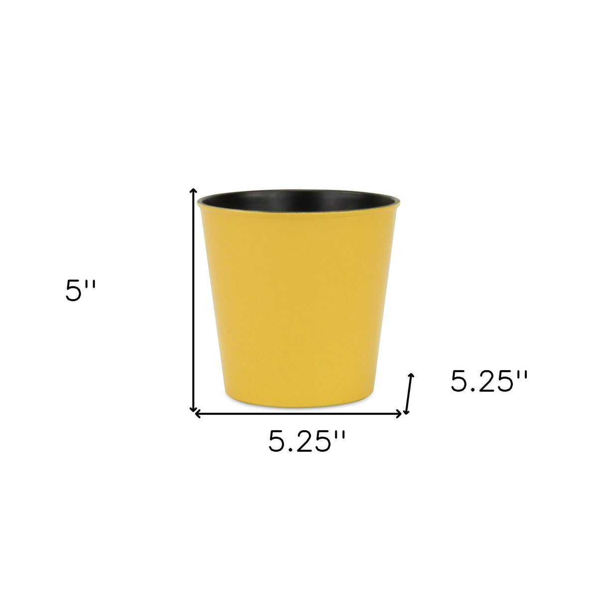5" Yellow Recycled Plastic Indoor Outdoor Round Pot Planter W2B
