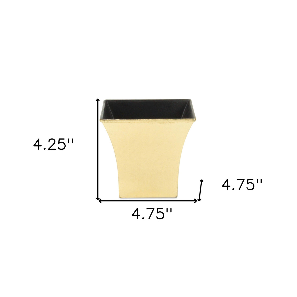 5" Gold Recycled Plastic Indoor Outdoor Square Pot Planter W2B