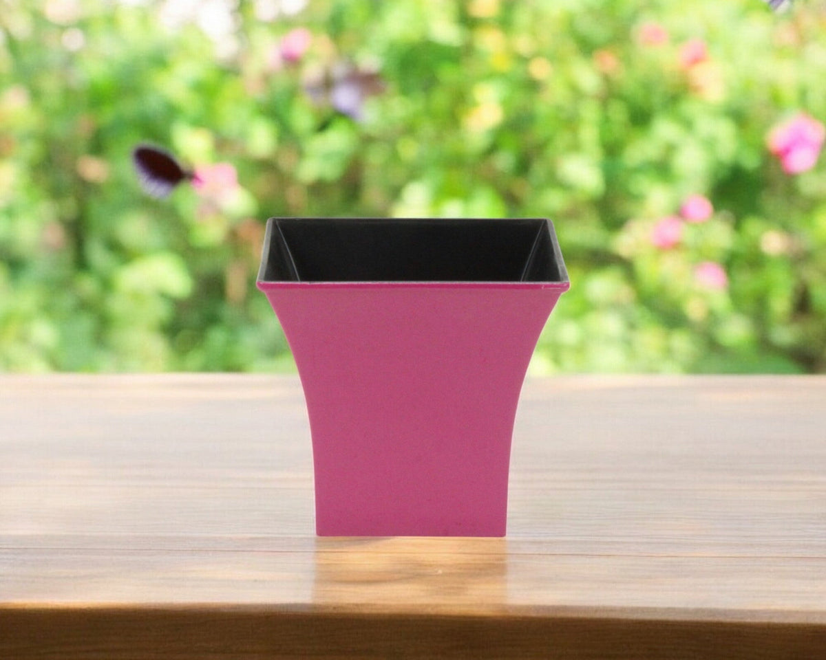 5" Hot Pink Recycled Plastic Indoor Outdoor Square Pot Planter W2B