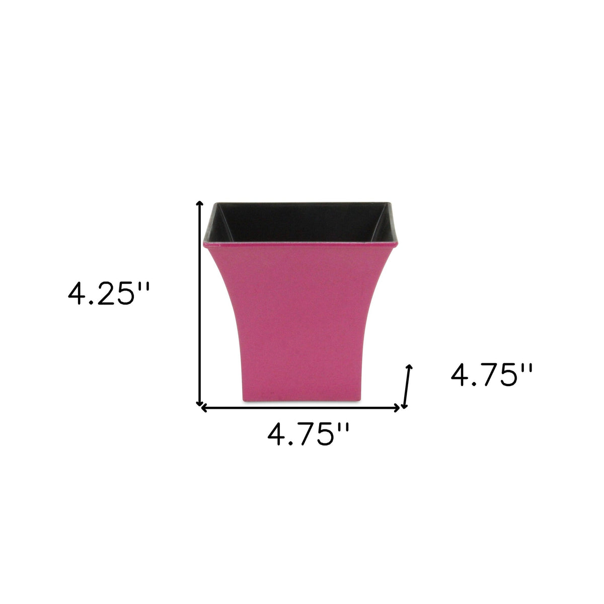 5" Hot Pink Recycled Plastic Indoor Outdoor Square Pot Planter W2B