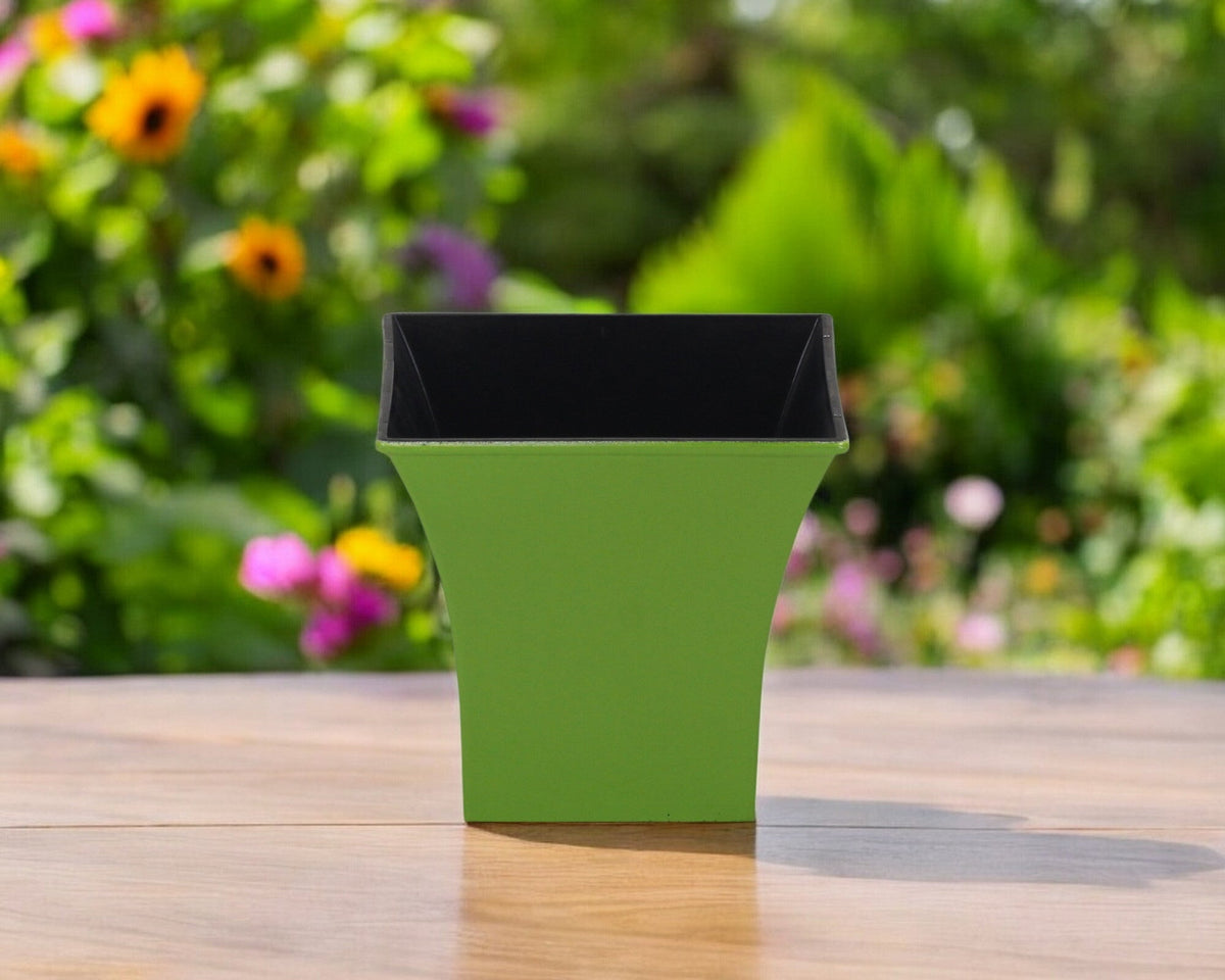 5" Lime Green Recycled Plastic Indoor Outdoor Square Pot Planter W2B