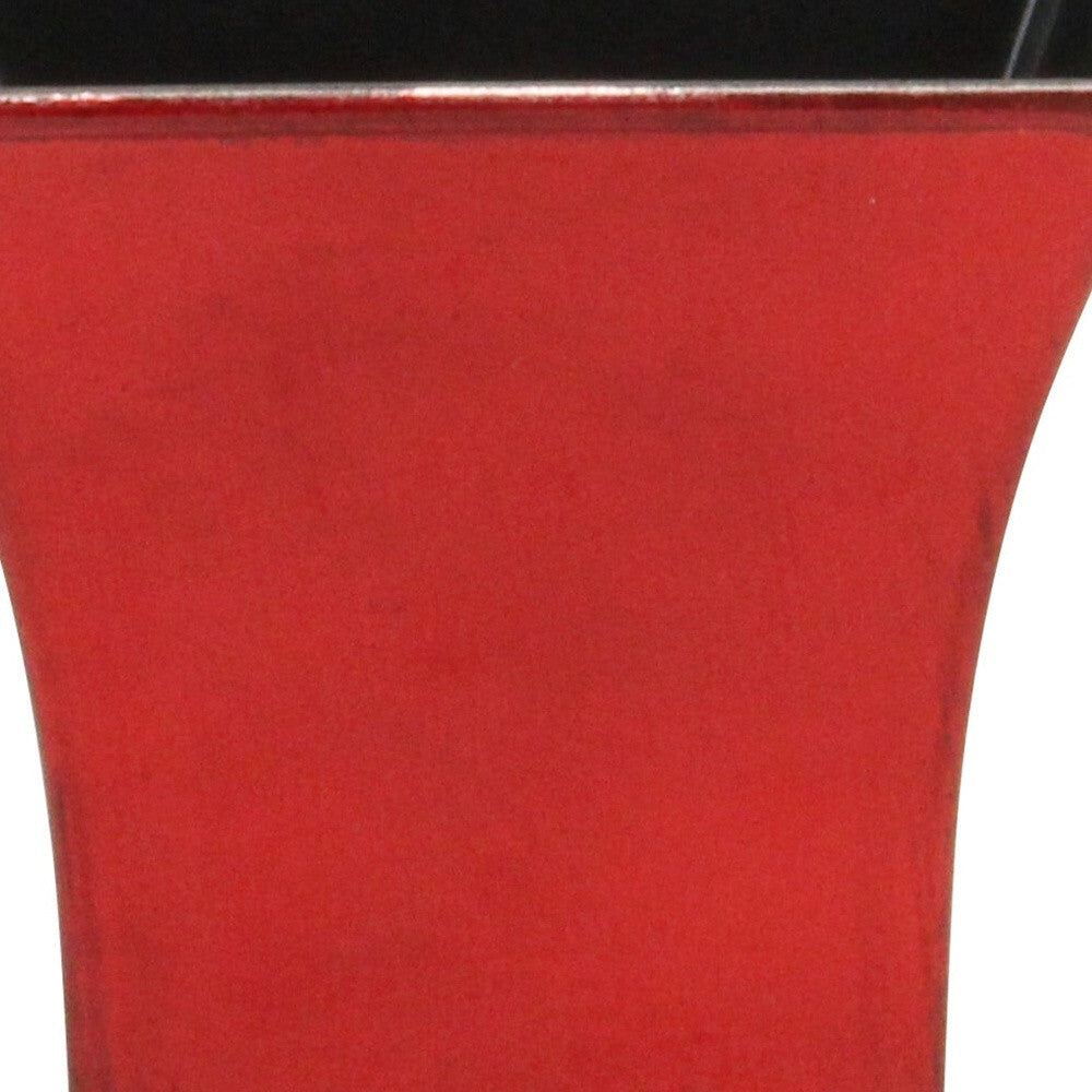 5" Red Recycled Plastic Indoor Outdoor Square Pot Planter W2B
