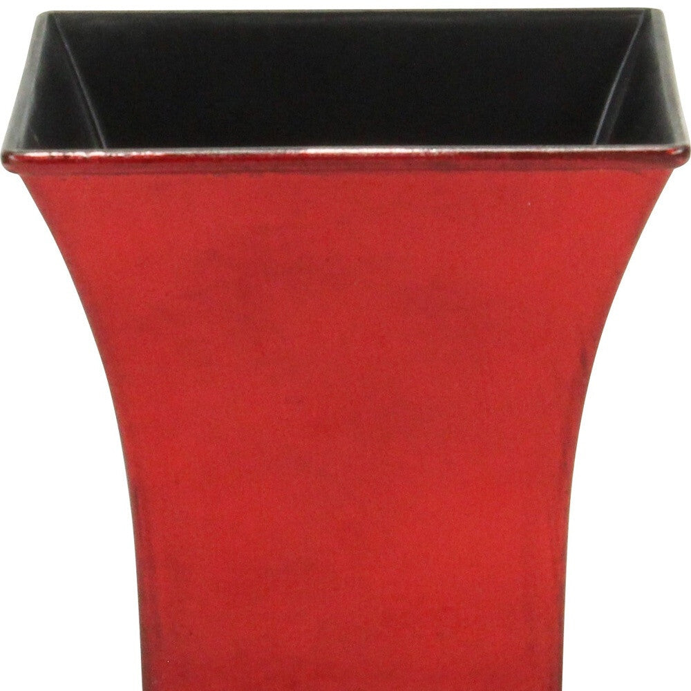 5" Red Recycled Plastic Indoor Outdoor Square Pot Planter W2B