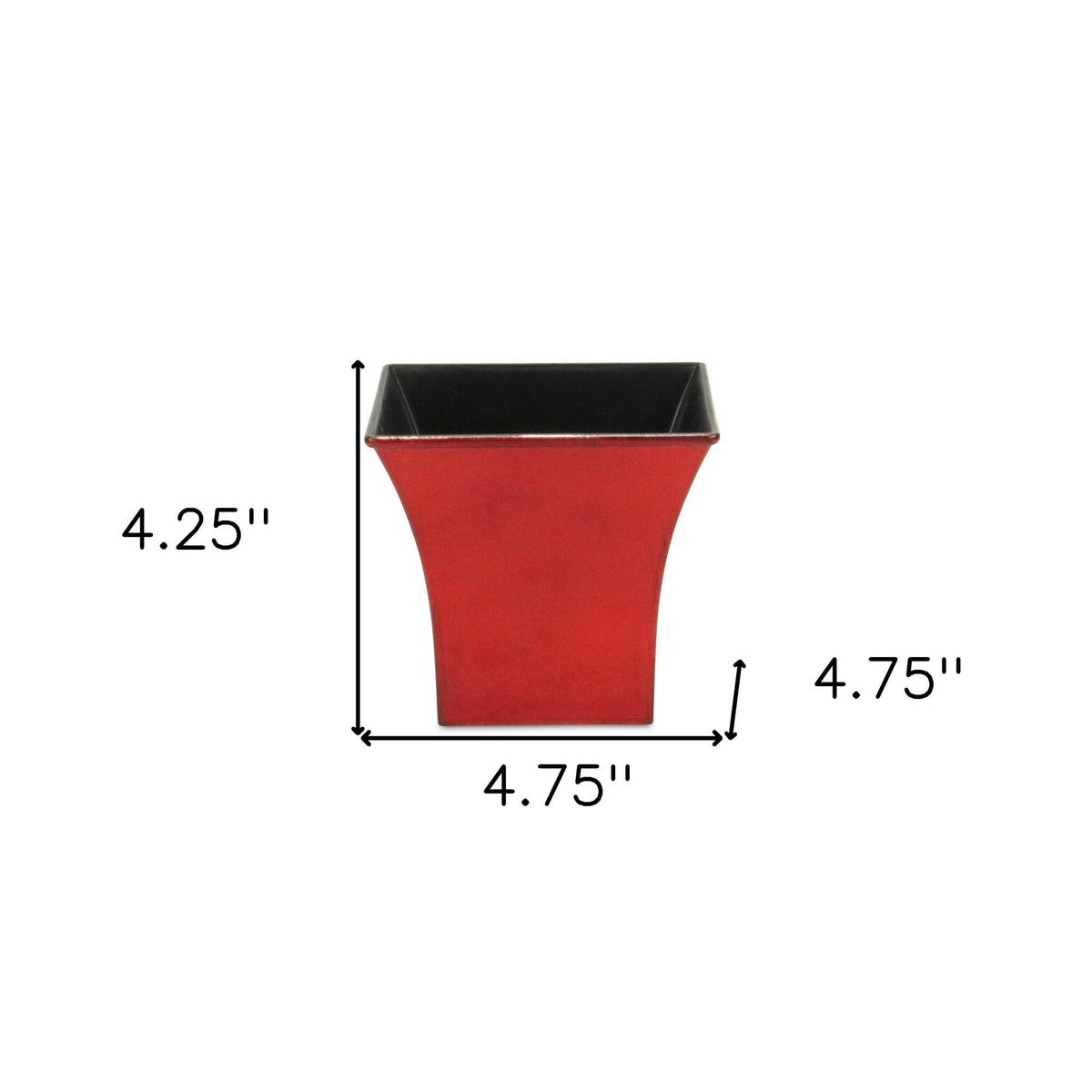 5" Red Recycled Plastic Indoor Outdoor Square Pot Planter W2B