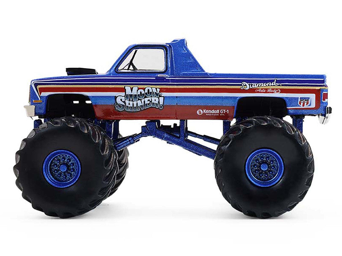 1982 GMC Sierra 2500 Monster Truck "Moonshiner!" Blue Metallic with Stripes "Kings of Crunch" Series 16 1/64 Diecast Model Car by Greenlight-0