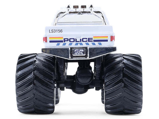 1986 Chevrolet Silverado Monster Truck "Royal Canadian Mounted Police" White with Stripes "Kings of Crunch - Hot Pursuit" Special Edition 1/64 Diecast Model Car by Greenlight-0