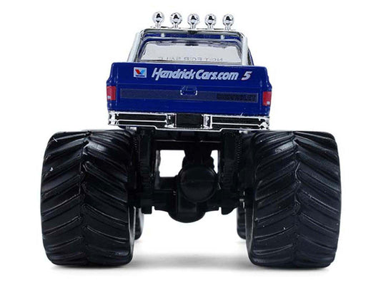 1981 Chevrolet K20 Monster Truck #5 "HendrickCars.com" Blue and White with Graphics "Kings of Crunch - Hendrick Motorsports Tribute" Special Edition 1/64 Diecast Model Car by Greenlight Greenlight