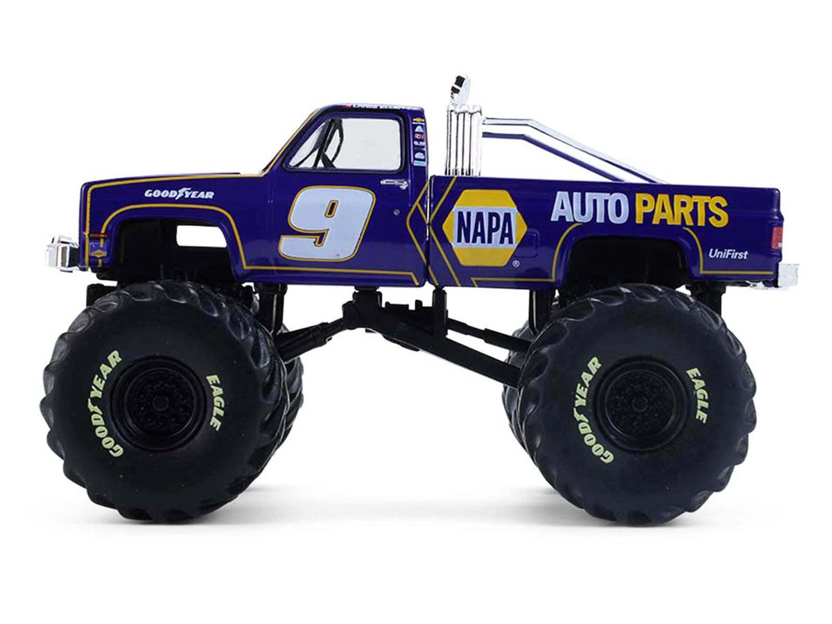 1984 Chevrolet C20 Monster Truck #9 "NAPA" Blue with Graphics "Kings of Crunch - Hendrick Motorsports Tribute" Special Edition 1/64 Diecast Model Car by Greenlight Greenlight