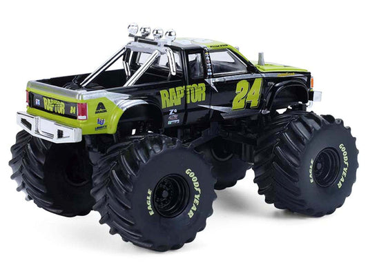 1986 Chevrolet S10 Monster Truck #24 "Raptor" Black and Green with Graphics "Kings of Crunch - Hendrick Motorsports Tribute" Special Edition 1/64 Diecast Model Car by Greenlight Greenlight