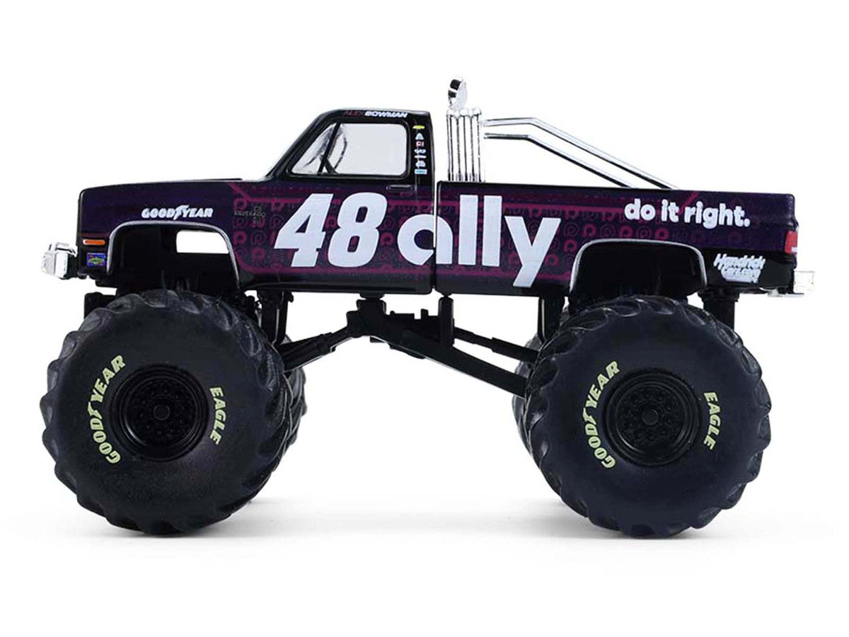 1984 Chevrolet Silverado Monster Truck #48 "Ally" Black and Purple with Graphics "Kings of Crunch - Hendrick Motorsports Tribute" Special Edition 1/64 Diecast Model Car by Greenlight Greenlight