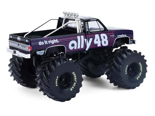 1984 Chevrolet Silverado Monster Truck #48 "Ally" Black and Purple with Graphics "Kings of Crunch - Hendrick Motorsports Tribute" Special Edition 1/64 Diecast Model Car by Greenlight Greenlight