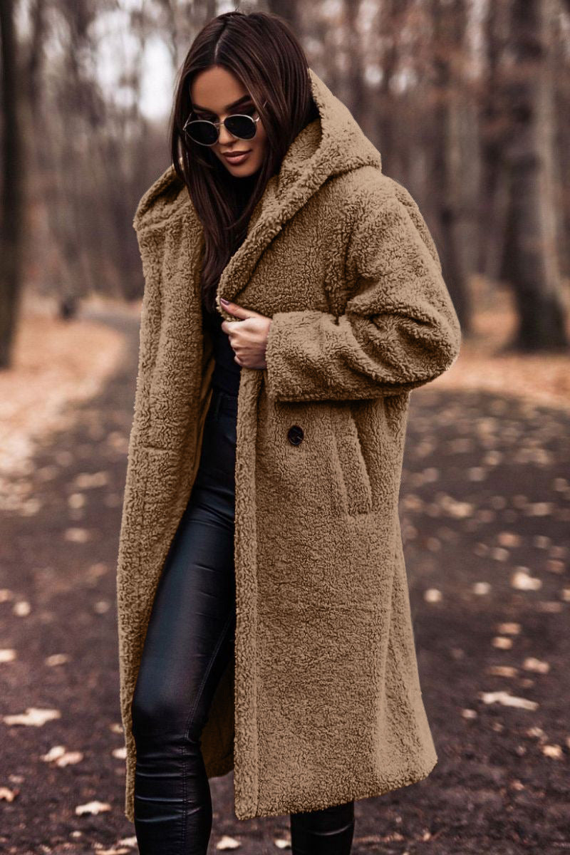 Autumn Winter Fashion Elegant Long Coat Woman Plush Warm Faux Fleece Coat Women Teddy Jacket Female Teddy Coat Outwear Ladies LadyShow.Store