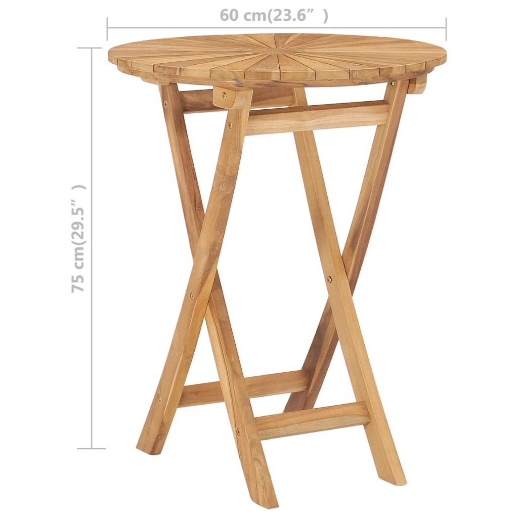 Folding Patio Table  23.6" Solid Teak Wood W2B