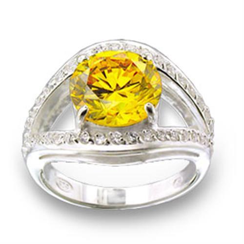 49505 - High-Polished 925 Sterling Silver Ring with AAA Grade CZ  in Topaz Alamode