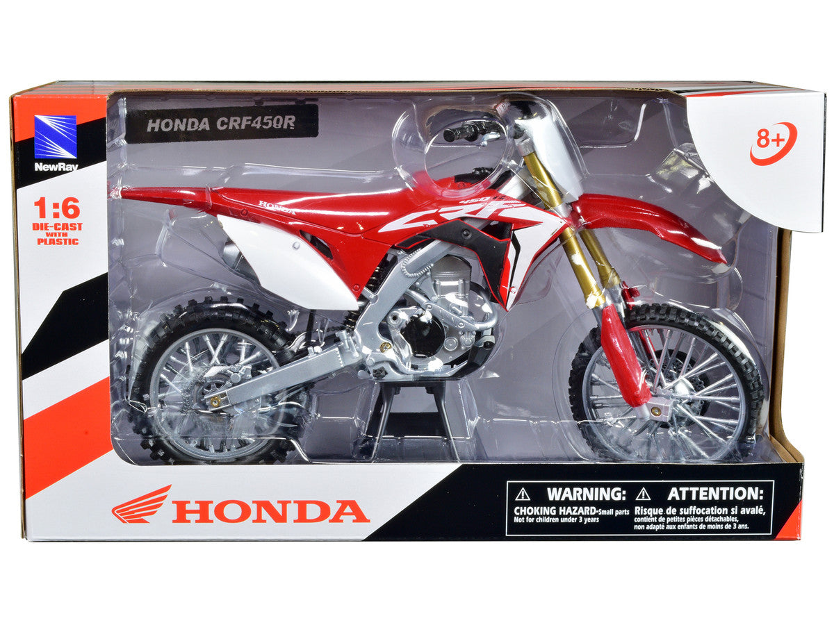 Honda CRF450R Dirt Bike Motorcycle Red and White 1/6 Diecast Model by New Ray New Ray