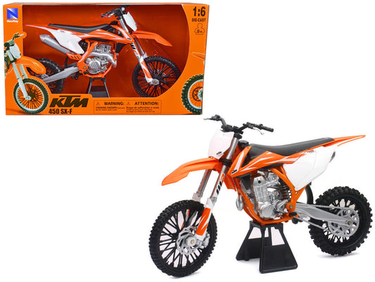 2018 KTM 450 SX-F Dirt Bike Motorcycle Orange and White 1/6 Diecast Model by New Ray New Ray